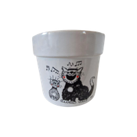Grappige Retro Bloempot Met Katten Poes Afbeelding