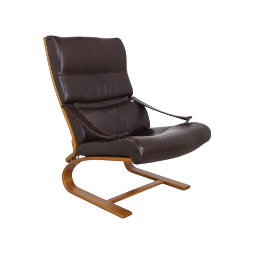 Vintage Fauteuil In Leer Van Nelo Möbel Zweden, 1970S