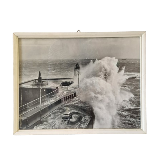 Vintage Foto In Lijst Vlissingen Kade Antieke Auto Zee Photo 1