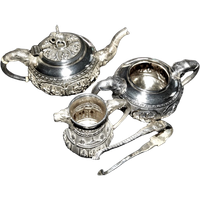 Antiek Sterling Zilveren India Madras Theeservies Anno 1906