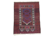 Subtiel Handgeknoopt Oosters Vloerkleed Met Bordeaux Rode, Donkerblauwe En Beige Tinten 143x88cm thumbnail 1