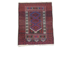 Subtiel Handgeknoopt Oosters Vloerkleed Met Bordeaux Rode, Donkerblauwe En Beige Tinten 143x88cm