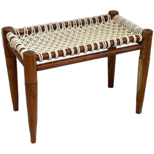 Bankje/voetenbankje Touw Hout Footstool Kruk 1