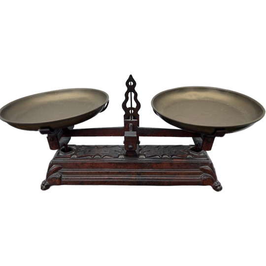 Antieke Art Nouveau Weegschaal Met 2 Messing Schalen, 50 Cm Breed 1