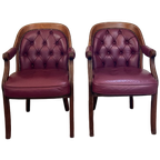 Set Vintage Wijnrode Chesterfield Fauteuils thumbnail 1