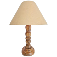 Vintage Brutalist Eik Hout Tafellamp ’50 Mid Century Japandi