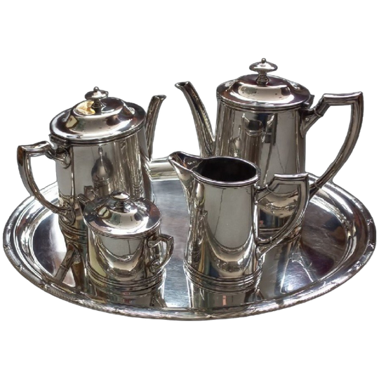 Wellner Soehne Verzilverd Koffie/theeservies. 1