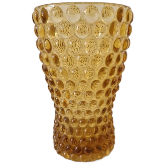 Vintage Glazen Vaas Amber Kleur Mondgelazen Vaas 1