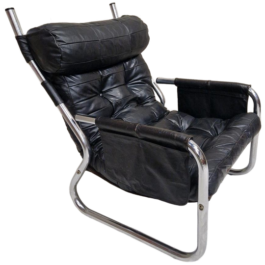 70's Vintage Easy Chair Vintage Fauteuil Leren Stoel 1