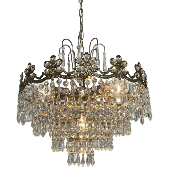 Jaren 20 Stijl Kroonluchter Hanglamp Bloemen Kroonluchter Kristal Punt Pegels 1