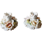 Paar Capodimonte Rozenkandelaars. thumbnail 1