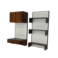 1960s Marten Franckema Rosewood & Seagrass Canvas Wall Unit For Fristho
