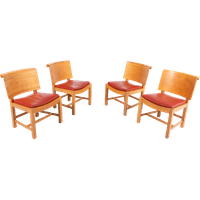 Set Of 4 Vintage Architectural Danish Chairs / Eetkamerstoelen