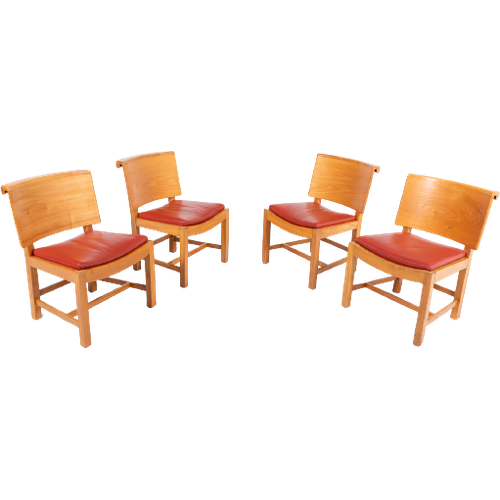 Set Of 4 Vintage Architectural Danish Chairs / Eetkamerstoelen