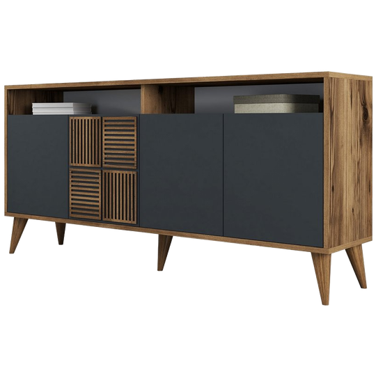 Evila | Milan Sideboard Walnootbruin Antraciet 160cm 1