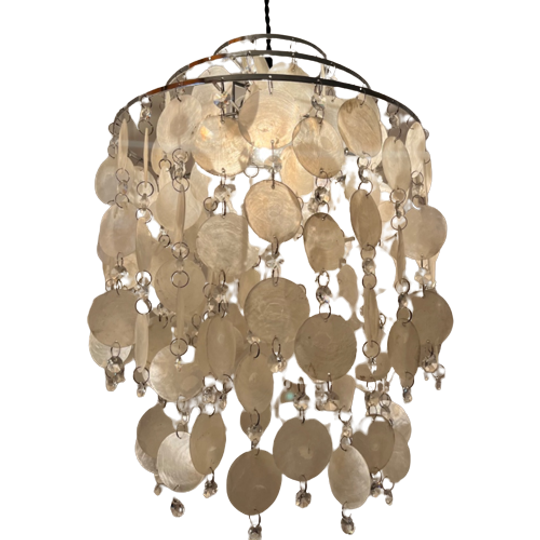 Capiz Schelpen Hanglamp Vintage Chrome Frame 1