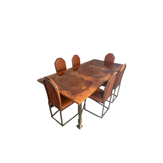 Vintage Design Regency Eettafel + 6 Stoelen – Belgochrom 1