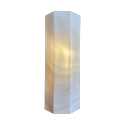 Peill Putzler Glas Gemarmerde Wandlamp, Mat / Satijn Jaren 70 Duits Design Glazen Lamp