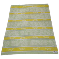 Vintage Aabe Zuiver Scheerwollen Deken Geel Groen En Creme Gestreept