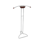 Memphis Style / Postmodern Design - Dressboy / Valet Stand - Chrome Frame With Wooden Accents thumbnail 1