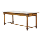 Prachtige Antieke Franse Boeren Eettafel Van Eikenhout Met 2 Lades En Originele Details thumbnail 1