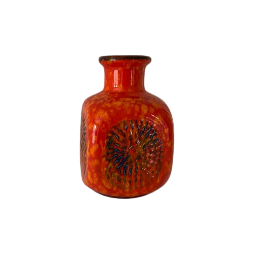 Bay Keramik Oranje Vaas , Jaren 60