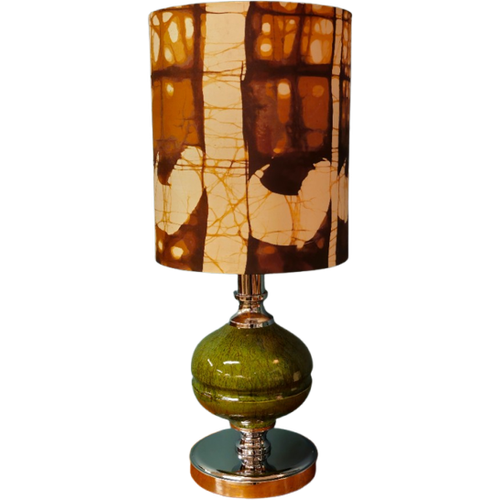 Vintage Chromen Keramiek Tafellamp Tafel Lamp Groen