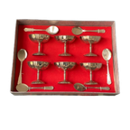 Vintage Set Van 6 Vlinder Coupes Met Bijpassende Lepels thumbnail 1