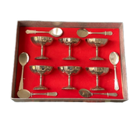 Vintage Set Van 6 Vlinder Coupes Met Bijpassende Lepels