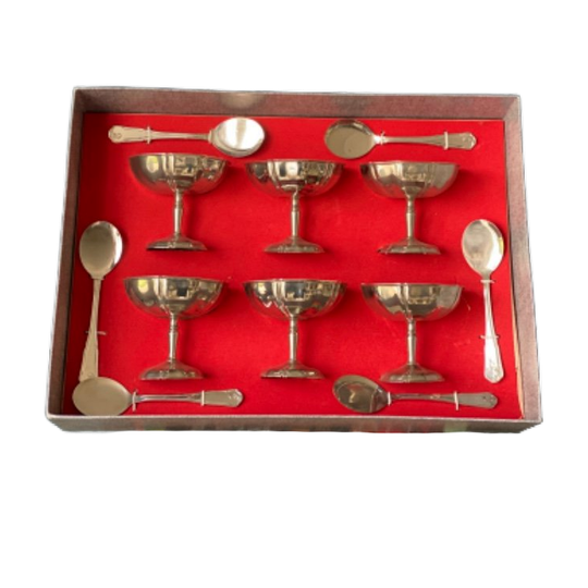 Vintage Set Van 6 Vlinder Coupes Met Bijpassende Lepels 1