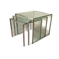 Vintage Glas En Chrome Mimiset Nesting Tables Bijzettafels