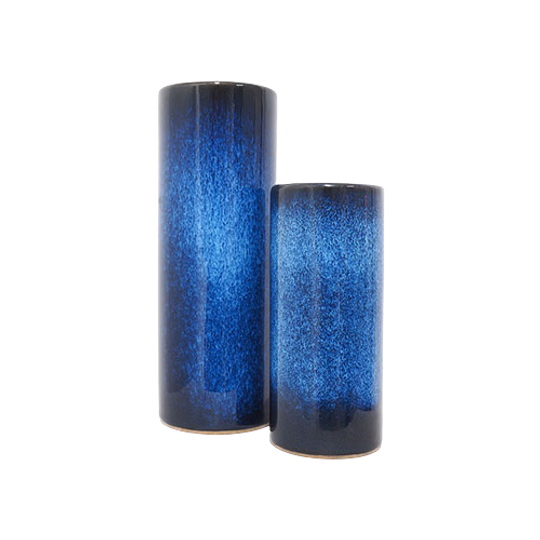 Set Kobalt Blauwe Fat Lava Cilinder Vaasjes 1