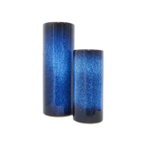 Set Kobalt Blauwe Fat Lava Cilinder Vaasjes