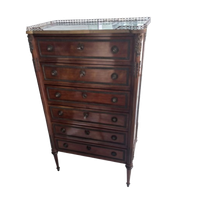 Louis Xvi 6 Laden Commode Met Grijs Marmeren Tablet