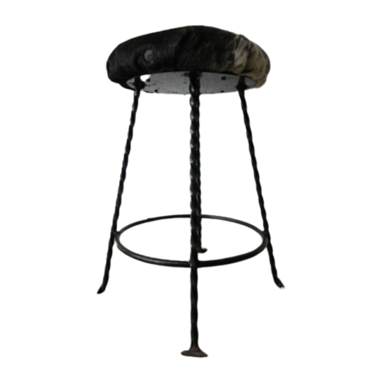 Vintage Kruk Bekleed Met Koevel, Koeienhuid 1