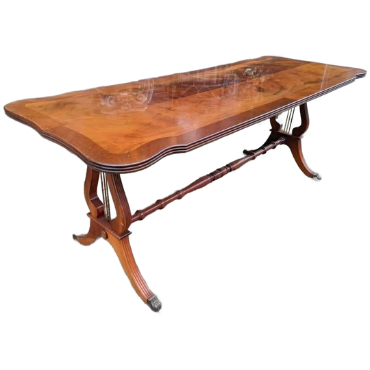 Antieke Harp Salontafel, Bijzettafel, Lichte Gebruikssporen 1