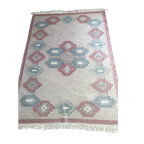 Grote Wollen Zweedse Rollakan, Roze Vloerkleed Geometrische Patronen thumbnail 1