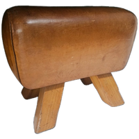 Prachtige Vintage Leren Kruk / Bankje / Turnbok