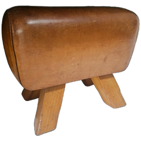 Prachtige Vintage Leren Kruk / Bankje / Turnbok 1