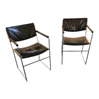 2 X Arco Dining Chair / Arnold Merckx / 1980S / Black Leather