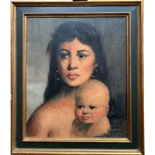 A. Van Belleghem (1922 - 1996) "moeder En Kind". Olie Op Canvas. 1