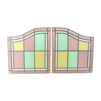 Vintage Glasraam Glas In Lood Set Van 2 Klassieke Stijl 92x50cm