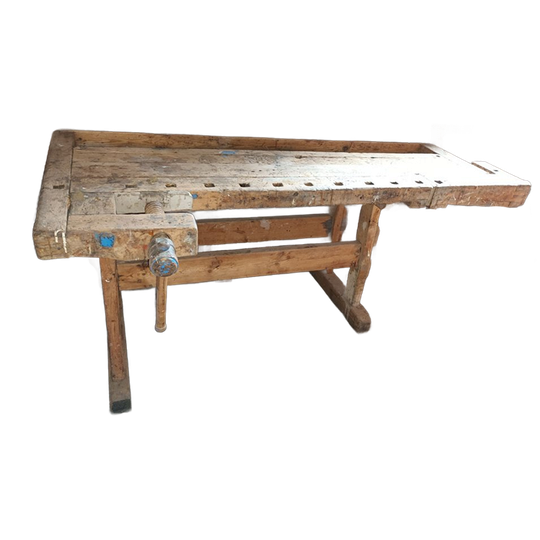 Authentieke Houten Werkbank Met 2 Originele Schroeven 1