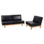 Brutalist Style Sofa Set In Black Leather thumbnail 1
