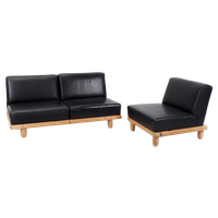 Brutalist Style Sofa Set In Black Leather