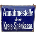 Zwaar, Groot, Dik Geëmailleerd Gebold Bord Kreis-sparkasse. thumbnail 1