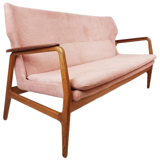 Vintage Bovenkamp Bank Roze Nieuw Gestoffeerd 1