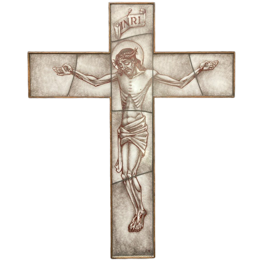 Gebrandschilderd Opaline Glas Christus, 49 Cm Hoog 1