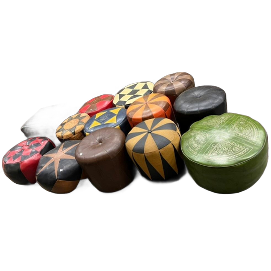 Vintage Patchwork Poef / Voetbank / Kruk Seventies 1