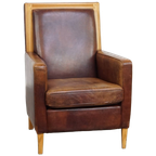 Mooie En Comfortabele Schapenleren Art Deco Design Fauteuil Met Een Prachtige Kleur thumbnail 1